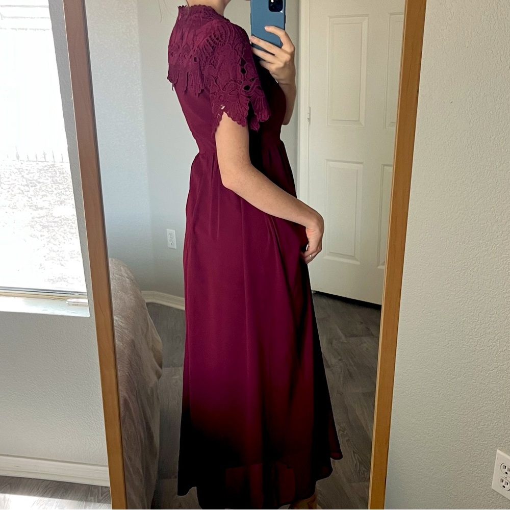 Roolee Fiona Dress Modest Lace Maxi Dress Red Size S - Picture 8 of 10